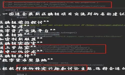 以下是一些适合最新区块链项目交流群的名称建议：

1. **区块链前沿探讨**
2. **链上智库**
3. **数字资产交流平台**
4. **未来链路**
5. **加密创新联盟**
6. **区块链实验室**
7. **链上梦想家**
8. **去中心化沙龙**
9. **区块链先锋**
10. **数字货币聚集地**

您可以根据群体的特定兴趣和讨论主题，选择合适的名称。